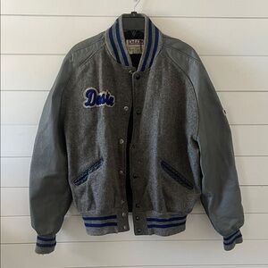 Vintage  Men's Gray and Blue Varsity Jacket